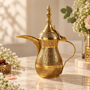 Middle Eastern Style <b>Metal</b> <b>Coffee</b> <b>Pot</b> With Ornate Carving For Tea Drinking - Product Image 4