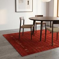 Tapis en laine noué à la main rouge rouille moderne avec motif géométrique tribal, tapis fait main pour salon et décoration intérieure