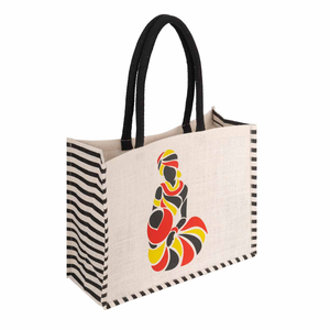 <b>Canvas</b> Geometric Pattern Medium Shopping Bag with Top Handle for Daily Use - Product Image 2