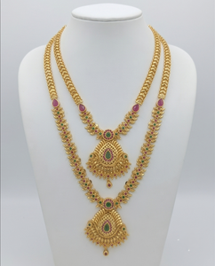 Parure de bijoux ethniques classiques Divyoro en alliage de cuivre plaqué or 24 carats pour femme - Collier et boucles d'oreilles pour usage quotidien et mariages - Product Image 1