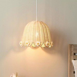 Floral Rattan Pendant Lamp Handmade Woven Bohemian Style <b>Nursery</b> <b>Light</b> Round Shape Plant Fiber Kids Room Decor - Product Image 3