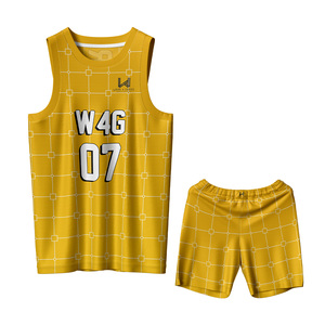 Uniformes de basketball personnalisés imprimés sur le devant, col rond, 100% polyester, maille respirante, évacuation de l'humidité, séchage rapide, shorts à taille élastique - Product Image 5