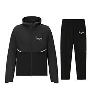 Ensemble de survêtement personnalisé pour hommes, sweat à capuche noir, couleur unie, respirant, tricoté, décontracté, streetwear d'hiver, avec logo personnalisé