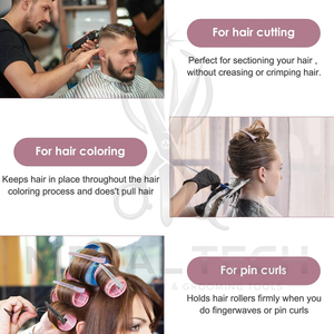Ensemble de pinces de sectionnement professionnelles pour salon de coiffure, pinces en acier inoxydable au design texturé pour le coiffage et la séparation des mèches - Product Image 5