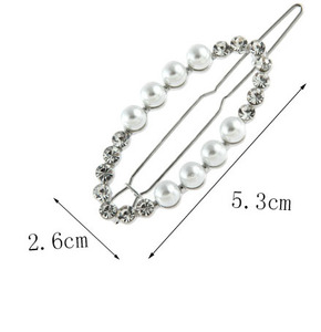 <span class=keywords><strong>Barrettes</strong></span> et pinces à <span class=keywords><strong>cheveux</strong></span> géométriques en or et perles blanches, forme ovale, en métal, pour femmes et filles aux <span class=keywords><strong>cheveux</strong></span> longs - Product Image 3