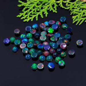 FF JEWELLERS Opale d'Éthiopie noire naturelle, taille brillant, cabochon, pierres précieuses en vrac 4-6mm, jeu de couleurs, effet feu, certifiées par un tiers - Product Image 3