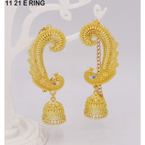 ต่างหูแบบห่วงที่สวยงามแบบดั้งเดิมของผู้หญิงและเด็กผู้หญิงต่างหูห่วงที่สวยงามแบบดั้งเดิมที่มีคุณภาพระดับพรีเมียมเคลือบทองดีไซน์ใหม่ - Product Image 2