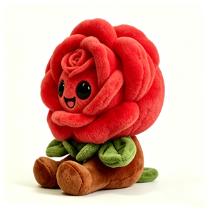 Peluche de rosa roja, lindo peluche de rosa sonriente, peluche de flor kawaii, peluche de rosa antropomórfico, regalo de San Valentín - Product Image 3