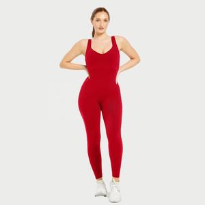 Ropa deportiva para mujer, talla grande, mono de gimnasio con cuello redondo y espalda profunda, elástico, para yoga y entrenamiento, traje deportivo de una pieza. - Product Image 4