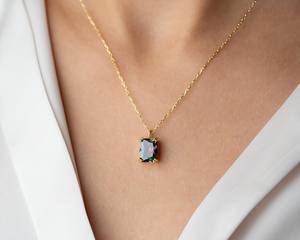 Collar con Colgante de Topacio Místico, Plata de Ley 925, Chapado en Oro de 14K, Corte Brillante, Alta Calidad, Diseño Único, Joyería de Estilo Étnico - Product Image 3