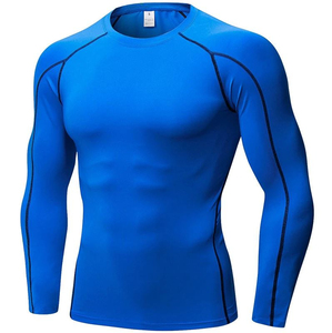 T-shirt de sport à manches longues pour homme, blanc, anti-UV, séchage rapide, polyester, haute élasticité - Product Image 6