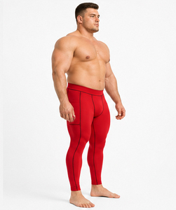 <b>Men</b> Plus Size <b>Compression</b> Leggings High Waist Yoga Pant Elastic Waist Polyester Gym <b>Tights</b> Eco-Friendly Sports Training Legging - Product Image 3