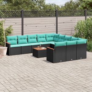 Set Divano da Esterno 12 Pezzi in Polyrattan Nero con Cuscini - Elegante Collezione Arredamento da Giardino - Product Image 1