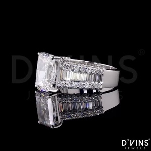Radiant-Schliff Diamant-Verlobungsring Rhodium-Plattiert Klassische 14K Gold-Fassung Versprechen-Ring IGI-Zertifiziert Damen D'vins Schmuck RD1 - Product Image 3