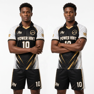 Maillots de football respirants et anti-transpiration à séchage rapide 100 % polyester pour adultes – Ensemble uniforme de compétition personnalisable avec nom d'équipe - Product Image 6