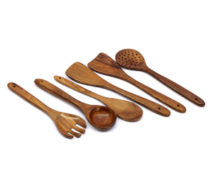 Ensemble de cuillères et spatules en bois, lavables au lave-vaisselle, durables, classiques, élégantes, style indien, 2 pièces, cuillères de cuisine en bois - Product Image 2