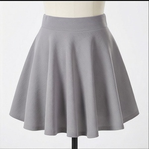 Jupe courte trapèze pour femme, couleur unie, taille élastique, en spandex et polyester, confortable, à porter toute l'année - Product Image 1
