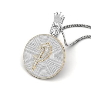 Colgante con Letra P, Elegante Moissanita + Cristales de Plata, Estilo Hip Hop, Amuleto Unisex, Joyería de Moda - Product Image 2
