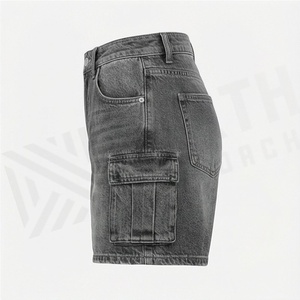 Fashionable <b>Womens</b> Mid Waist Straight Denim <b>Shorts</b> Summer Casual Breathable Super Distressed Customizable Color Premium Clothing - Product Image 3