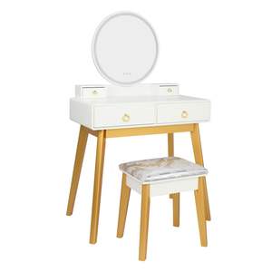 Lámpara de Dormitorio de Lujo con Luz Ajustable XH, Tocador de Madera Real Simple para Maquillaje, Tres Opciones de Color - Product Image 6