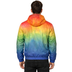 Veste coupe-vent streetwear personnalisée à dégradé pour hommes, logo personnalisé, veste de pluie légère en nylon, coupe-vent d'extérieur, vente en gros, MOQ - Product Image 2