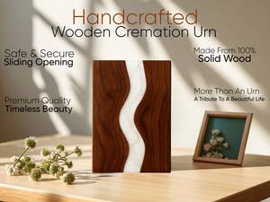 Urna funeraria artesanal de madera y resina con diseño de río, recuerdo conmemorativo para cenizas humanas, tamaño 9x5.5, caja para urna. - Product Image 6
