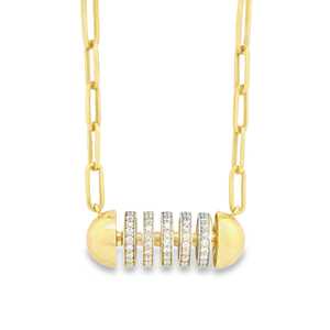 OEM Ready 14K Gold Diamond Spine Bar <b>Necklace</b> Lab Grown Pave <b>Rings</b> Paperclip Chain Capsule Modern Designer Fine Jewelry Bulk - Product Image 1
