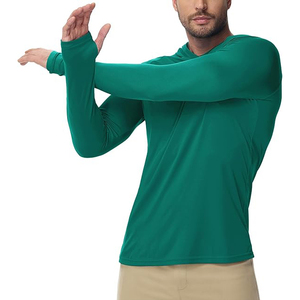 Sudadera con Capucha Verde para Hombre, Manga Larga, Corte Ajustado, Secado Rápido, Tejido de Punto, Color Sólido, Estilo Casual para Otoño - Product Image 2