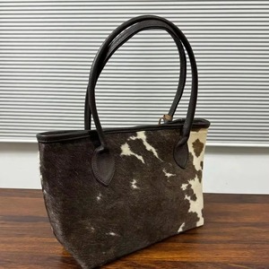 Bolso Tote de Cuero Genuino con Pelo, Estilo Vintage, Gran Capacidad, Ligero y Portátil, para Llevar al Hombro - Product Image 3
