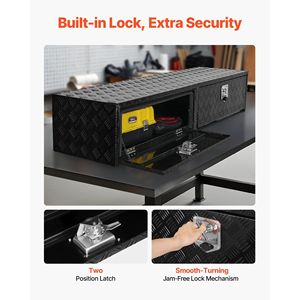 Truck Tool <b>Box</b> Heavy Duty 72 X 13 X 16 Inch <b>Black</b> Aluminum Tread with Dual Drop Doors Lockable Storage by Topsider - Product Image 5