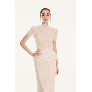 Conjunto de Falda para Mujer al por Mayor, Falda Larga de Encaje Floral ELARA, Suministro ODM, Secado Rápido, Suave, 300 Gramos, Vietnam - Product Image 1