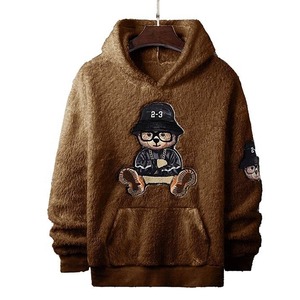 Sweat-shirt à capuche personnalisé de haute qualité pour homme, broderie ours, poche, mode hiver, écologique, coupe-vent, vente en gros - Product Image 2