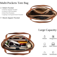 Sac fourre-tout en cuir véritable pour femme, sac à main de travail de grande capacité, sac à main classique en cuir pour le bureau, les voyages et l'usage quotidien