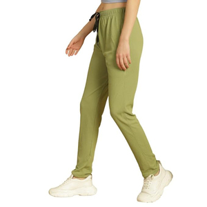 Pantalon de jogging pour femme taille haute avec cordon de serrage, bas élastiqués, coupe fuselée, en mélange de coton respirant, style décontracté streetwear et détente - Product Image 3
