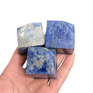 Cubo Poliedro de Lapislázuli Natural Tallado a Mano, Gema Azul Pulida, Cristal Geométrico, Recuerdo de Halloween, Decoración Navideña para el Hogar - Product Image 4