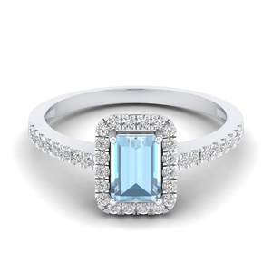 แหวนทองคำแท้ 14K 18K ประดับพลอยอะความารีนสำหรับผู้หญิง ราคาขายส่ง REYES พร้อมเพชรทรงรัศมีรับรองโดย IGI สำหรับผู้หญิง - Product Image 5