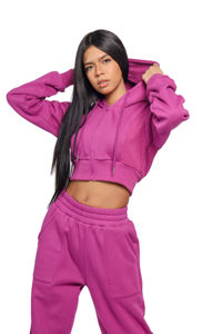 Conjunto Deportivo de Dos Piezas para Mujer, Sudadera Corta con Cierre y Pantalones Jogger, Estilo Casual, 100% Algodón - Product Image 4