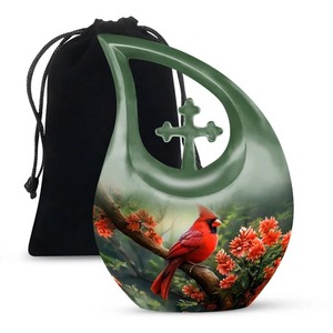 Hermosa urna cruzada de cremación de pavo real para adultos para cenizas humanas, urna decorativa de recuerdo con bolsa de terciopelo gratis - Product Image 6