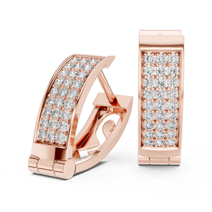 Pendientes de Aro Huggie de Oro Rosa de 10K con Diamantes Cultivados en Laboratorio de 0.54ct, Diseño Moderno de Varias Filas - Product Image 2