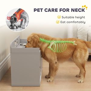 Ciotole Slow Feeder per cani di taglia grande con ciotola in acciaio inossidabile e supporto portaoggetti in grigio - Product Image 5