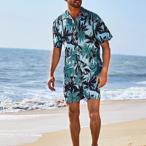 Ensemble deux pièces d'été haut de gamme pour homme : chemise hawaïenne imprimée et short – Vente en gros fabricant - Product Image 1