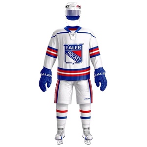 Uniforme de hockey sur glace personnalisé de haute qualité en polyester imprimé avec le nom du joueur et logo frontal, anti-humidité pour hommes, utilisation en extérieur - Product Image 1