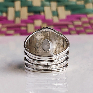 แหวนมูนสโตนเงินแท้ 925 ทำมือ แหวนยูนิเซ็กซ์ เครื่องประดับ - Product Image 4