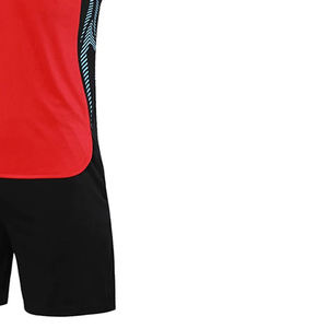 Men's Red Sleeveless Basketball Jersey Set V-Neck Moisture Wicking Athletic Wear Black Shorts Sublimated Print - Product Image 4