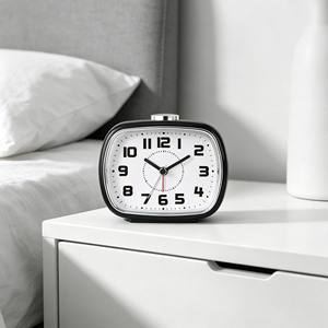 4 Inch Classic Square Silent Alarm <b>Clock</b> with Electroplated Details – Black Matte Finish | Ideal for Students, Bedroom & Gift Se - Product Image 3