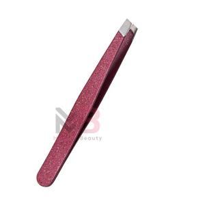 Pince à épiler de luxe élégante et précise en acier inoxydable plaqué or rose, à pointe inclinée, pour sourcils, avec revêtement coloré, marque privée professionnelle - Product Image 5