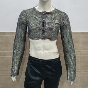 เสื้อเกราะครึ่งตัวแบบยุคกลางแท้ พร้อมขอบหนัง ตกแต่งด้วยเหล็กกล้าอ่อน ตอกหมุดวงแหวน งานแฮนด์เมด สำหรับคอสเพลย์อัศวิน - Product Image 2
