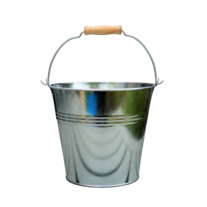 Heavy Duty Galvanized Steel Metal <b>Bucket</b> With Wooden Handle Rust Resistant <b>Tin</b> Pail For Garden Cleaning Ice And Planter Use - Product Image 1