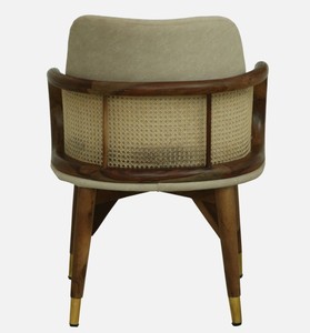 Modern Solid Wood <b>Dining</b> <b>Chair</b> Upholstered with Velvet Seat Cane Back Midcentury Design Home Furniture - Product Image 4