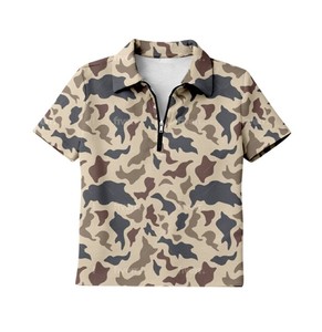 Hauts pour bébé garçon, chemises à manches courtes camouflage avec fermeture éclair pour enfants, vêtements d'été pour tout-petits - Product Image 2